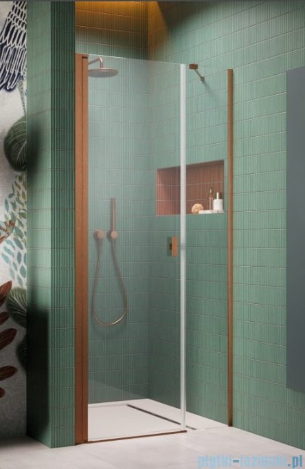 Radaway Nes Brushed Copper Dws drzwi wnękowe 110cm lewe szczotkowana miedź szkło przejrzyste 10028110-93-01L