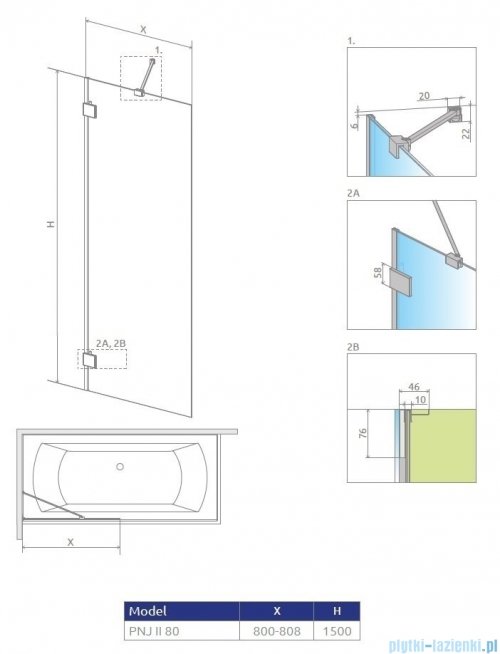 Radaway Essenza Pro Brushed Copper Pnj II parawan nawannowy 80cm L/P szczotkowana miedź 10101080-93-01