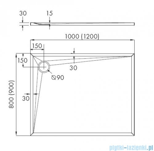 Schedpol Etrusco brodzik prostokątny 100x90x3cm 3.469