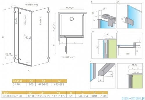Radaway Arta Kdj II kabina 120x70cm lewa szkło przejrzyste 386457-03-01L/386042-03-01L/386019-03-01