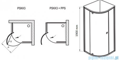 Ravak Kabina prysznicowa Pivot PSKK3 półokrągła 80x80 biała/biała 37644101Z1 