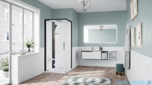 Novellini Glax 1 2.0 kabina z sauną parową 80x80 lewa czarna G21GF80SM51HH