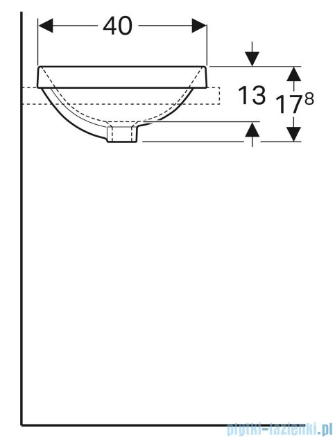 Geberit VariForm Umywalka owalna wpuszczana w blat bez przelewu 50x40cm KeraTect 500.710.00.2