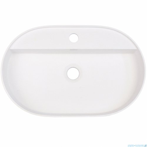 Deante SILIA Umywalka granitowa nablatowa z wyspą na baterię 55x35 cm alabaster CQS_AU6B