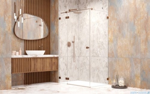 Radaway Essenza Pro Brushed Copper Kdj kabina 90x100cm lewa szczotkowana miedź 10097090-93-01L/10098100-01-01