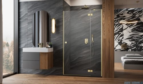 Radaway Essenza 8 Brushed Gold Dwj drzwi wnękowe 130cm prawe szczotkowane złoto/szkło przejrzyste 10480812-01-01R/10460437-99-01R