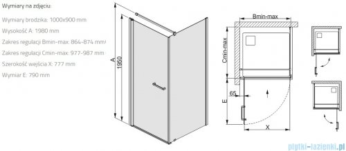 Sanplast Prestige III KNDJ/PRIII kabina prostokątna 100x90x198 cm czarny matowy 600-073-0170-59-401