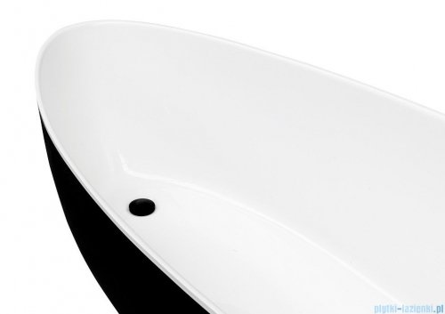 Besco Goya XS B&amp;W 142x62cm wanna wolnostojąca biało-czarna MATOWA+ odpływ klik-klak biały czyszczony od góry #WMMC-140GKW