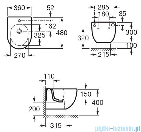 Roca Meridian-N Compacto Bidet podwieszany biały SUPERGLAZE  A357246S00