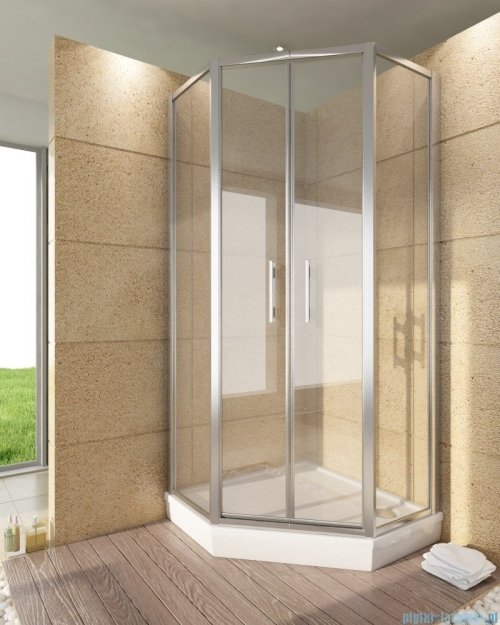 SanSwiss Top-Line Pięciokątna kabina prysznicowa TOP52 z drzwiami otwieranymi 90x90cm pas/połysk TOP5260905051