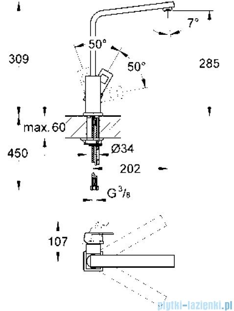 Grohe Eurocube jednouchwytowa bateria zlewozmywakowa DN 15 31255000