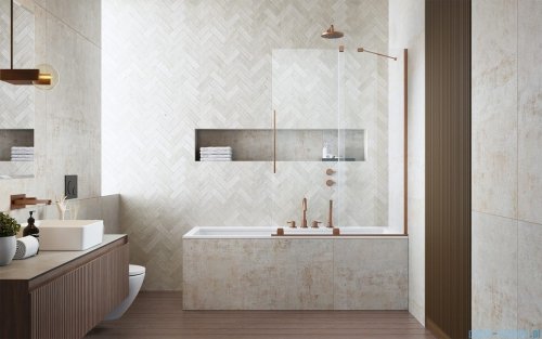 Radaway Furo Brushed Copper PND II parawan nawannowy 160cm prawy szczotkowana miedź 10109838-93-01R/10112794-01-01