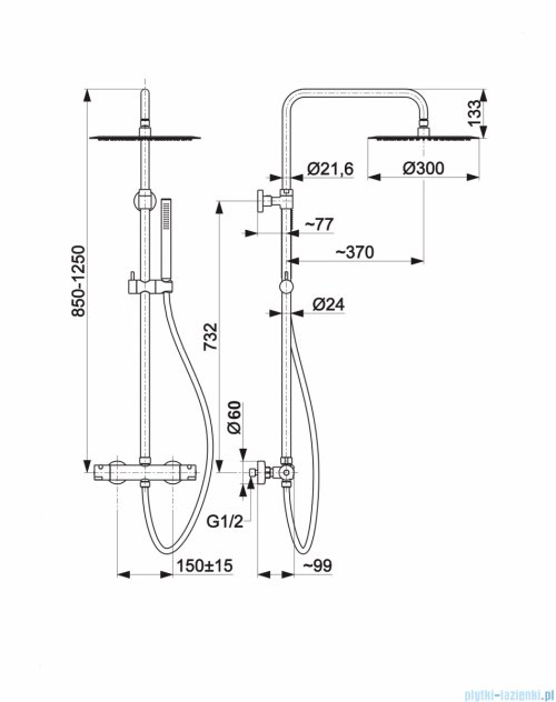 KFA MOZA PREMIUM CHROM deszczownia z baterią termostatyczną 5736-920-00