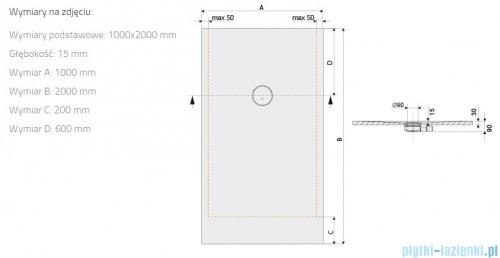 Sanplast Structure Mineral B-M/STRUCTURE brodzik prostokątny 100x200x1,5 cm szarość kamienia 645-360-0730-52-010