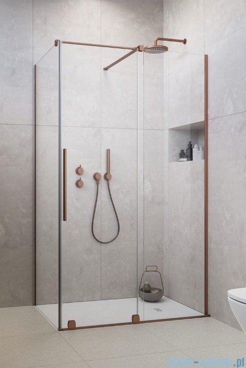 Radaway Furo Kdj Brushed Copper kabina 160x110cm prawa szczotkowana miedź 10104822-93-01R/10110780-01-01/10113110-01-01
