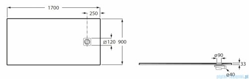 Roca Magma 170x90cm brodzik prostokątny kompozytowy STONEX CZARNY APE016A438403400