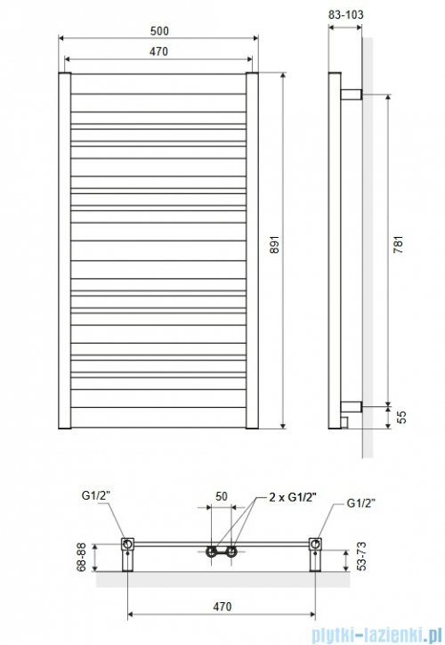 Excellent Conti 89x50 grzejnik łazienkowy biały mat GREX.CO89.WH