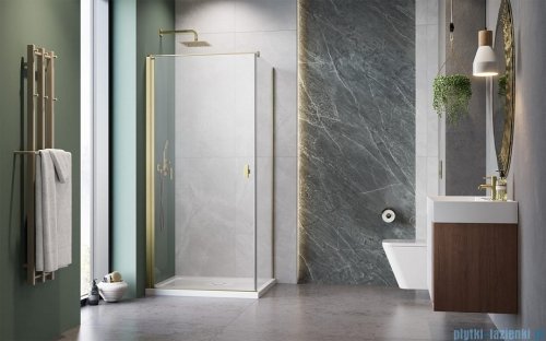 Radaway Nes Kdj I Brushed Gold kabina 80x90cm lewa szczotkowane złoto 10022080-99-01L/10039090-01-01