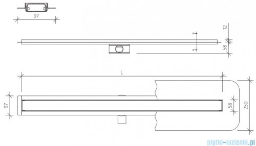 Wiper Premium Slim Ponente odpływ liniowy 70 cm z kołnierzem WPS700PO