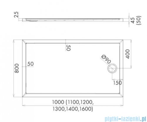 Schedpol Schedline Sharper brodzik prostokątny 80x130x4,5cm 3S.S2P-80130