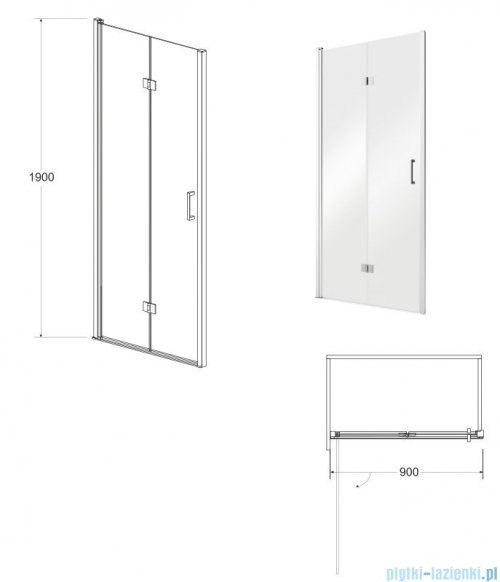 Besco Exo-H drzwi prysznicowe 90x190 przejrzyste EH-90-190C