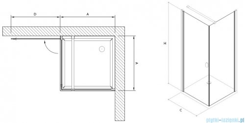 Clusi Temida kabina kwadratowa 80x80x200 cm przejrzyste lewa 3329TEM80L