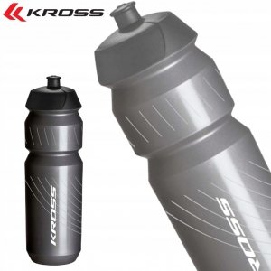 Zestaw Bidon Kross FRESH 750 ml szary + koszyk KROSS czarny
