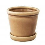 Doniczka / osłonka z podstawką beżowa - H10/Ø12 cm