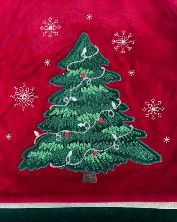 Bieżnik świąteczny welurowy - Christmas Tree 35x180 cm