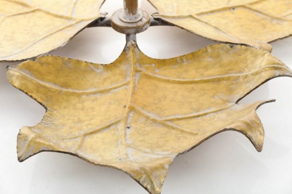 Etażerka metalowa liście Meisa Aluro dwupoziomowa złota - wys. 57,5 cm