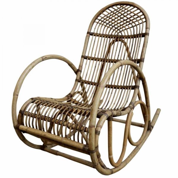 Fotel bujany Chic Antique rattanowy - H100/106x58 cm