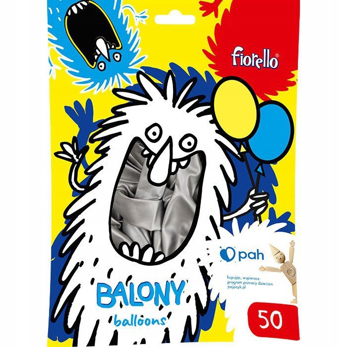 Balony 10` metalizowane SREBRNE (50szt.) 170-2631 FIORELLO