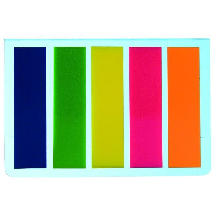Zakładki indeksujące 45x12mm D.RECT 5x25 sztuk do organizacji dokumentów 009354