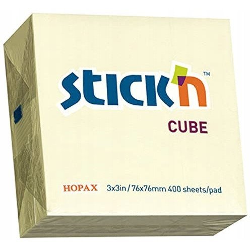 Bloczek 76x76mm 400k żółty pastel 21072 STICK`N