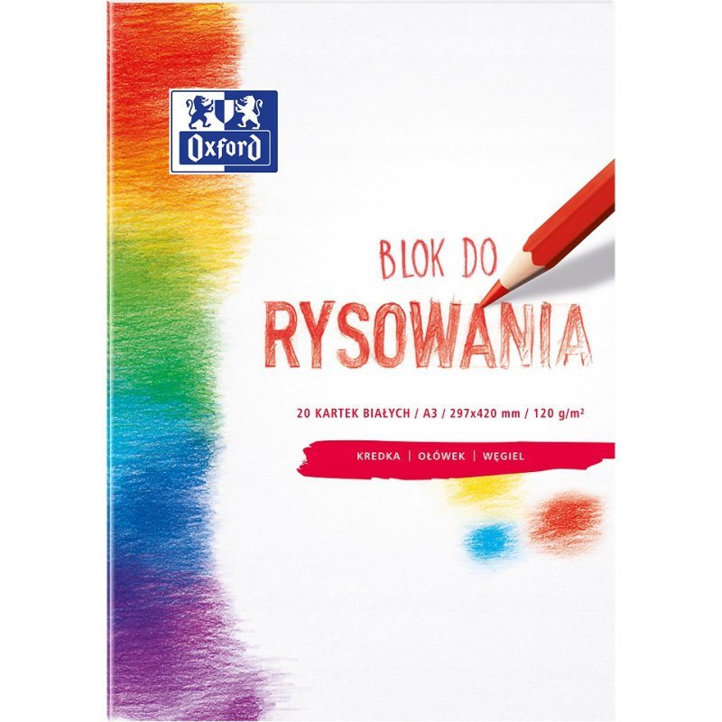 Blok rysunkowy szkolny A3 biały 20 kartek 120g 400093197 OXFORD