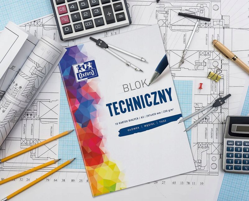 Blok techniczny szkolny A4 biały 10 kartek 250g 400093199 OXFORD
