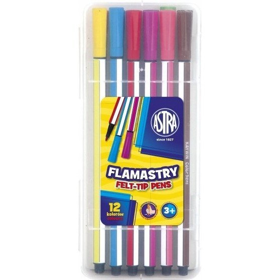 Flamastry heksagonalne 12 kolorów pisaki w plastikowym pudełku 314115001 ASTRA