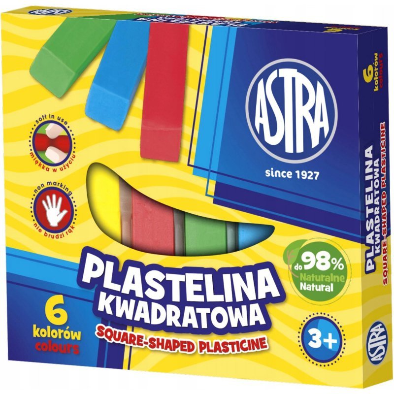 Plastelina dla dzieci kwadratowa 6 kolorów zestaw 83811908 ASTRA