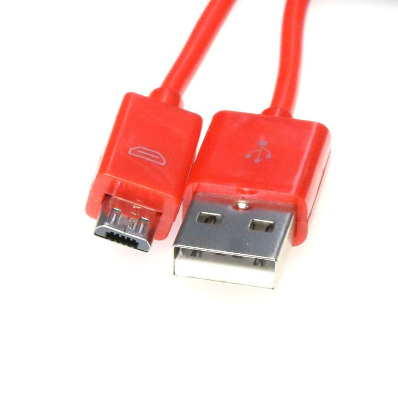 Kabel USB-A -&gt; microUSB 1m 2A czerwony OMEGA BAJA (44342)