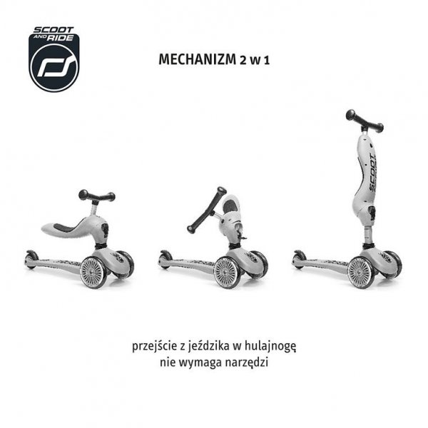 SCOOTANDRIDE Highwaykick 1 2w1 Jeździk i hulajnoga 1-5 lat Steel