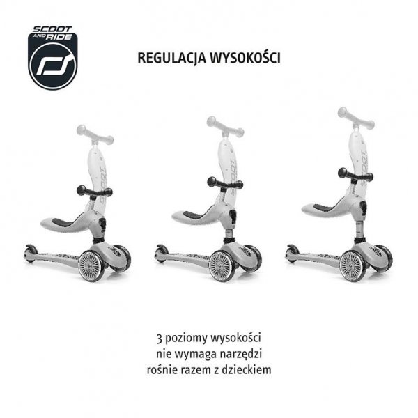 SCOOTANDRIDE Highwaykick 1 2w1 Jeździk i hulajnoga 1-5 lat Steel