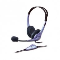Genius, HS-04S, słuchawki z mikrofonem, regulacja głośności, czarno-srebrna, 3.5mm konektor