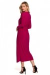 K139 Długa sukienka z rozcięciem w dekolcie - rubin