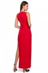K026 Sukienka długa asymetryczna - czerwona