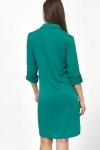 Nife Zielona sukienka oversize z podwijanym rękawem - S226