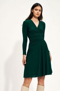 Zielona sukienka z kopertowym dekoltem  - S212
