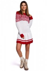 MXS01 Świąteczna sukienka swetrowa - biała
