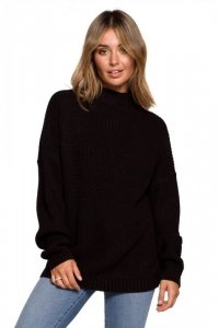 BK078 Sweter z półgolfem - czarny