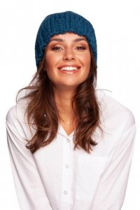 Be Knit BK100 Czapka z prążkowanym brzegiem - morski