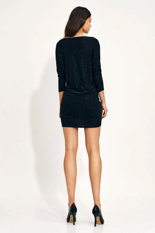 Czarna brokatowa sukienka mini  - S209